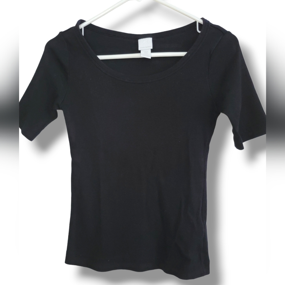 H&M Ribbed Black Shirt Medium